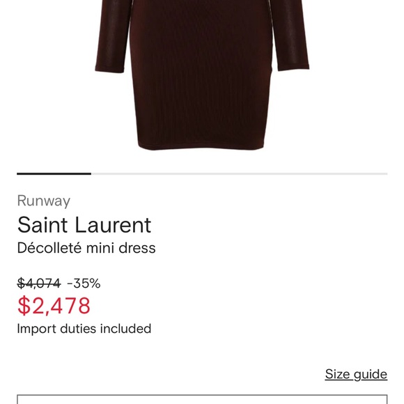 Saint Laurent Décolleté mini dress M NWT